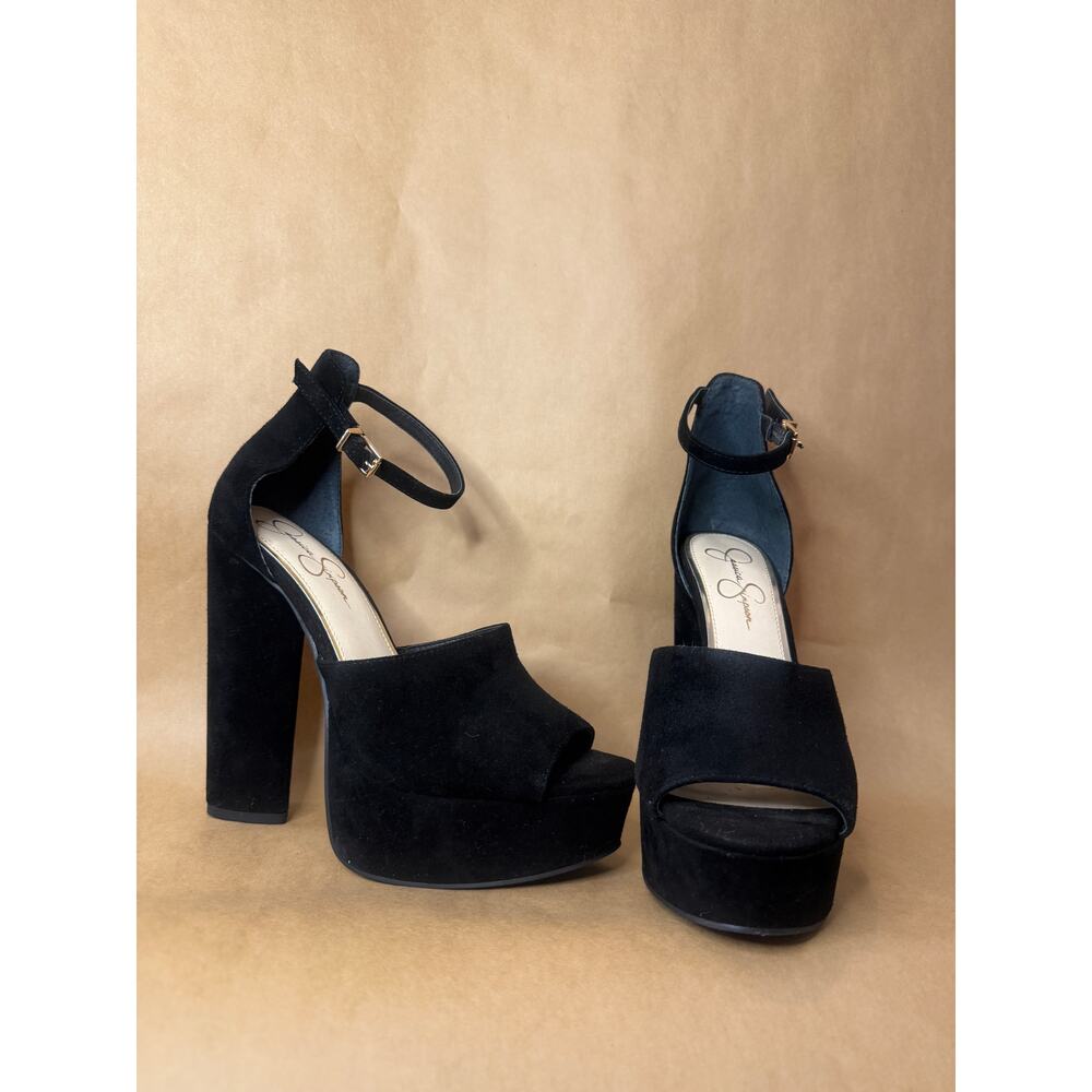 Jessica Simpson Elin Platform Sandals Black Suede, 9 Medium US